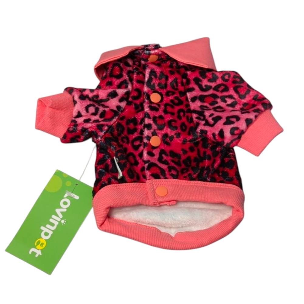Lovinpet Pink Animal Print Fleece Dog Sweater